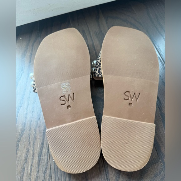 New! STUART WEITZMAN Goldie Cheetah Print Slide Leather Sandals Size 8 - Picture 7 of 9